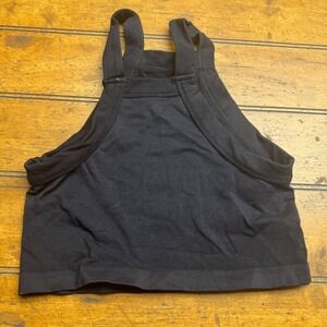 Free Movement Black Seamless Ribbed High Neck Crop Tank‎ Top XS S